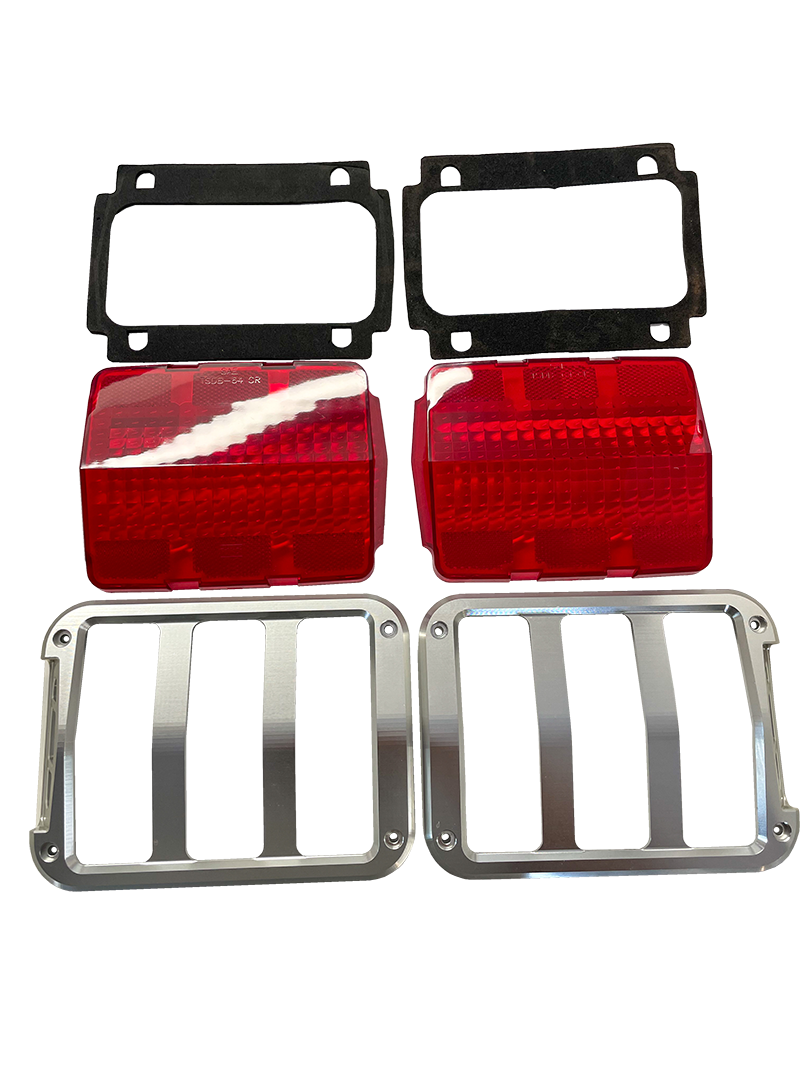 64-66 Mustang Billet Tail Light Bezels W/ Lenses & Lens Gaskets